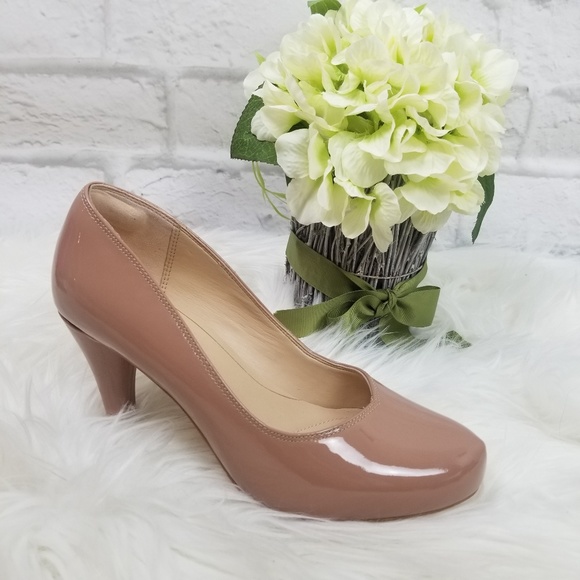 Clarks Shoes - Clarks| Dalia Rose Nude Patent Leather Heels